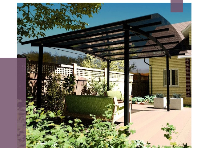 Навесы для террасы в Пушкине от 13792 руб. под ключ | ПРОЛЁТ-Пшн