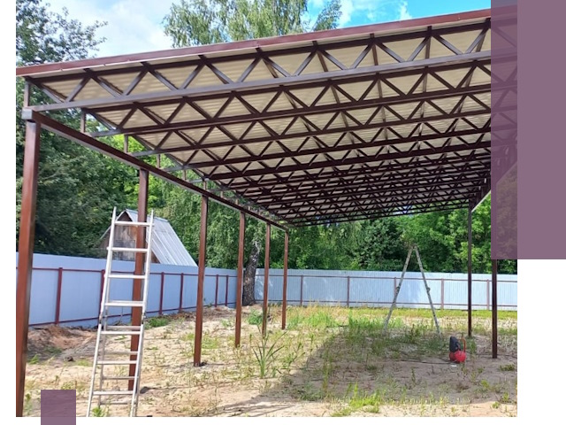 Односкатные навесы под ключ в Пушкине — изготовление и монтаж